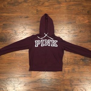Victoria secret “PINK” maroon zip up hoodie